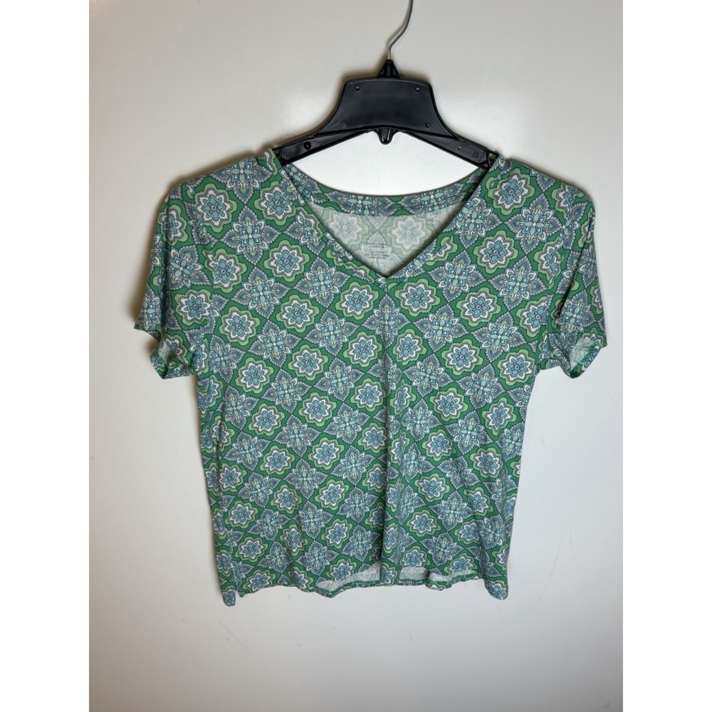 J. Jill Sleep Ultrasoft V-neck T-Shirt Womens Medium Green Comfort Stretch NWT
